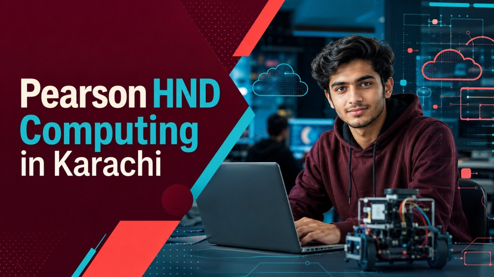 Student completing a practical project for Pearson HND Computing in Karachi at DGI